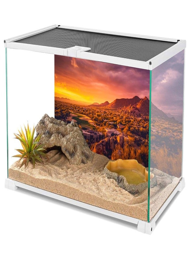 AWERT 48x24 inches Sun and Desert Terrarium Background Mountain Oasis Gobi Reptile Habitat Background Vinyl - Image 3